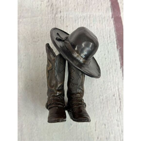 Vintage Rare Handmade Brass Cowboys Boots & Hat Brock Holbrock signed Figurine - Picture 12 of 13